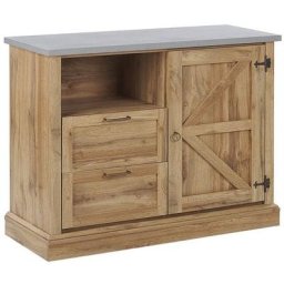 Commode au Design Traditionnel composé de 2 Tiroirs d'une Porte et d'un Esace de Rangement Ouvert