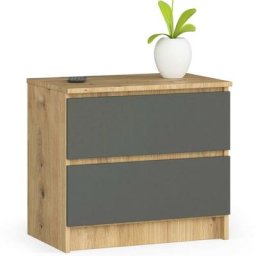 Commode Akord K60 Chêne Artisan 60 cm 2 tiroirs façade Gris Graphite 60x40x55 cm