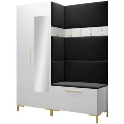 Ensemble entrée Hartford F107, Manila 18, 196x158x46cm, Miroir, Blanc, Tapisserie, Stratifié, Mis,