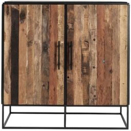 Rustika Buffet avec 2 portes, bois de bateau, rustique et noir.