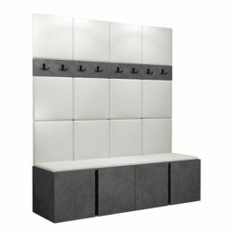 Ensemble entrée Hartford 268, Faux cuir Soft 017, 186x168x46cm, Béton, Faux cuir, Stratifié, Mis,