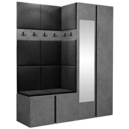Ensemble entrée Hartford 278, Manila 18, 186x158x46cm, Miroir, Béton, Noir, Tapisserie, Stratifié,
