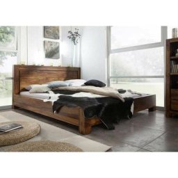 Lit double 180x200 Palissandre laqué Life honey metro life 137 - brun