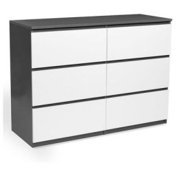 Commode 6 tiroirs tomi bois blanc et gris - Gris
