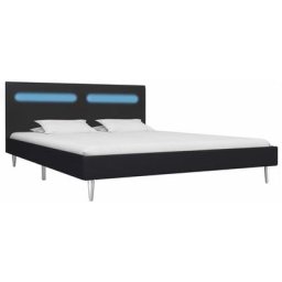 Cadre de lit avec led Noir Tissu 160 x 200 cm Vidaxl Black