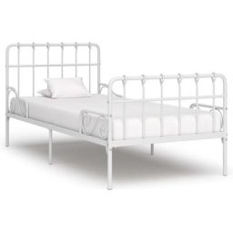 Cadre de lit et sommier à lattes Blanc Métal 90 x 200 cm Vidaxl Blanc