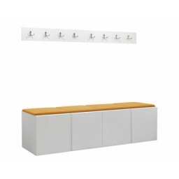 Mobilier1 - Ensemble entrée Hartford 276, Manila 32, 168x46cm, Blanc, Tapisserie, Stratifié, Mural,