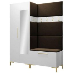 Ensemble entrée Hartford F107, Manila 04, 196x158x46cm, Miroir, Blanc, Brun foncé, Stratifié,