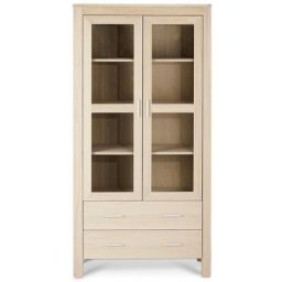 Veneto Vitrine avec 2 portes et 2 tiroirs, finition chêne délavé blanc.