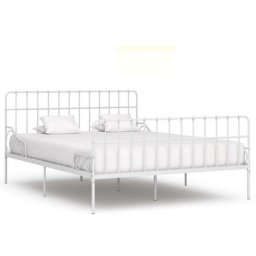 Cadre de lit et sommier à lattes Blanc Métal 200 x 200 cm Vidaxl Blanc