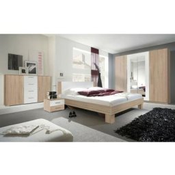 Chambre vera 160x200 cm , blanc et chêne - armoire: sans armoire - Blanc