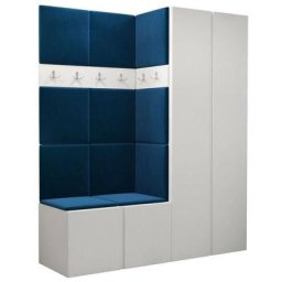 Ensemble entrée Hartford 266, Blanc, 186x158x46cm, Blanc, Tapisserie, Stratifié, Mis, Mural - Blanc