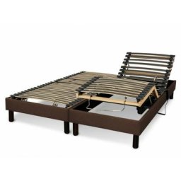 Sommier electrique Essenzia Zen detente marron 2x70x190 - Blanc
