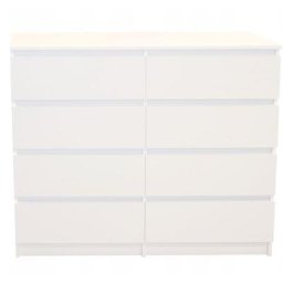 Cleo - Commode de chambre 8 tiroirs - Dimensions 120x35x99.5 cm - Meuble de rangement Blanc - Blanc
