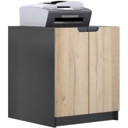 Vladon - Commode d'imprimante armoire à dossiers Logan noir mat - haute brillance - Façades en
