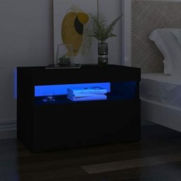 Table de nuit - Moderne Table de chevet avec lumières led Noir 60x35x40 cm Aggloméré FR45556