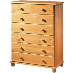 Commode 6 tiroirs, en pin massif couleur miel, mesure 100x78x39 cm (hauteur-largeur-profondeur)