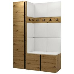 Ensemble entrée Miami 393, Chêne artisanal, 186x124x44cm, Chêne artisanal, Faux cuir, Stratifié,