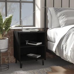 Lot de 2 Tables de nuit - Moderne Tables de chevet pieds en métal 2 pcs Noir 40x30x50 cm FR43742