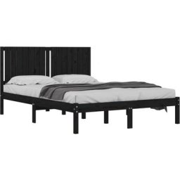 Vidaxl - Cadre de lit Noir Bois de pin massif 160x200 cm Black