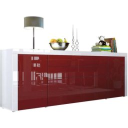 Buffet Commode Dressoir Crédence La Paz V2 Blanc, haute brillance, tons naturels - Bordeaux haute