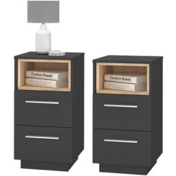 Vicco - Table de chevet ""Beatrice"" anthracite sonoma 2 Tiroirs