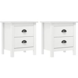 Tables de chevet Hill 2 pcs Blanc 46x35x49,5 cm Bois pin solide Vidaxl White