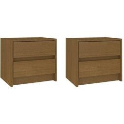 Tables de chevet 2 pcs Marron miel Bois de pin massif Vidaxl marron miel