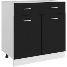 Meuble bas haut de Cuisine - Moderne Armoire de plancher à tiroir Noir 80x46x81,5 cm Aggloméré