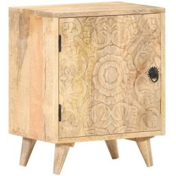 Table de chevet sculptée 40x30x50 cm Bois de manguier massif Vidaxl n/a