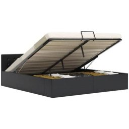 Cadre de lit à rangement hydraulique Noir Similicuir 180x200 cm Vidaxl Black