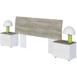 Tête de lit avec deux tables de chevet tinna - Chêne/blanc - Lúzete