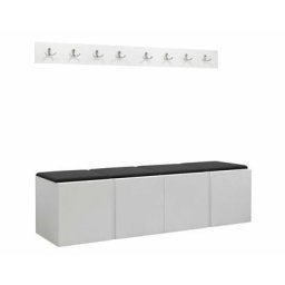 Mobilier1 - Ensemble entrée Hartford 276, Manila 18, 168x46cm, Blanc, Stratifié, Tapisserie, Mural,