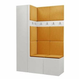 Ensemble entrée Miami 393, Blanc, 186x124x44cm, Blanc, Stratifié, Tapisserie, Mis, Mural - Blanc