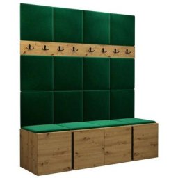 Ensemble entrée Hartford 268, Manila 35, 186x168x46cm, Chêne artisanal, Stratifié, Tapisserie,
