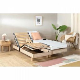 Ensemble relaxation talca matelas + sommiers électriques décor chene 2x80x200 - Mousse - 14 cm