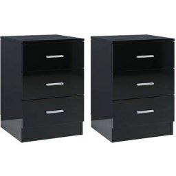 Tables de chevet 2 pcs Noir brillant 38 x 35 x 56 cm Aggloméré Vidaxl noir brillant