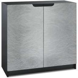 Vladon - Commode Armoire de bureau haute Rangement Logan Noir mat - haute brillance - Façades en