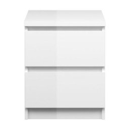 Ebuy24 - Nada Table de chevet à 2 tiroirs, blanc brillant. - Blanc