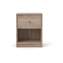 Maria Table de chevet avec 1 tiroir et 1 tablette de rangement, noyer clair. - Marron