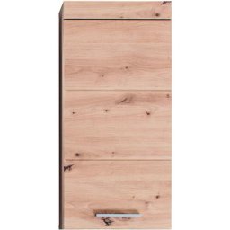 AmandaMando Armoire murale de rangement pour salle de bain, 1 porte, imitation chêne. - Naturelle