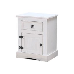 New Mexico Table de chevet, largeur 53 cm, hauteur 66 cm, avec 1 tiroir et 1 porte, blanc/ciré.