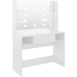 Table de maquillage avec éclairage led 100x40x135 cm mdf Vidaxl Blanc brillant
