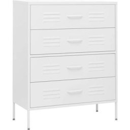 Vidaxl - Commode Blanc 80x35x101,5 cm Acier Blanc