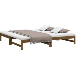 Lit coulissant Marron miel 2x(80x200) cm Bois de pin massif Vidaxl marron miel