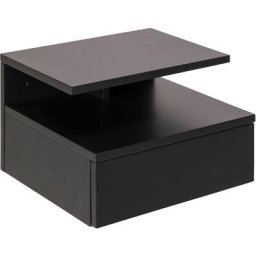 Ashlan Table de chevet murale avec 1 tablette de rangement, 1 tiroir, gris foncé.