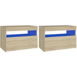 Tables de chevet à led 2 pcs Chêne sonoma 60x35x40 cm Vidaxl Chêne sonoma