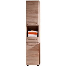 MaleaSiena Armoire haute de salle de bain, 2 portes, 1 espace ouvert, finition chêne.