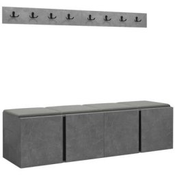 Mobilier1 - Ensemble entrée Hartford 276, Manila 16, 168x46cm, Béton, Noir, Tapisserie, Stratifié,