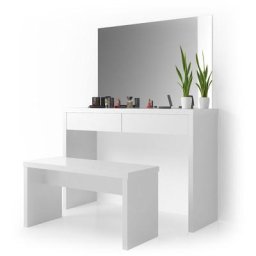 Coiffeuse „Azur“ Blanc brillant table avec miroir et banc Vicco